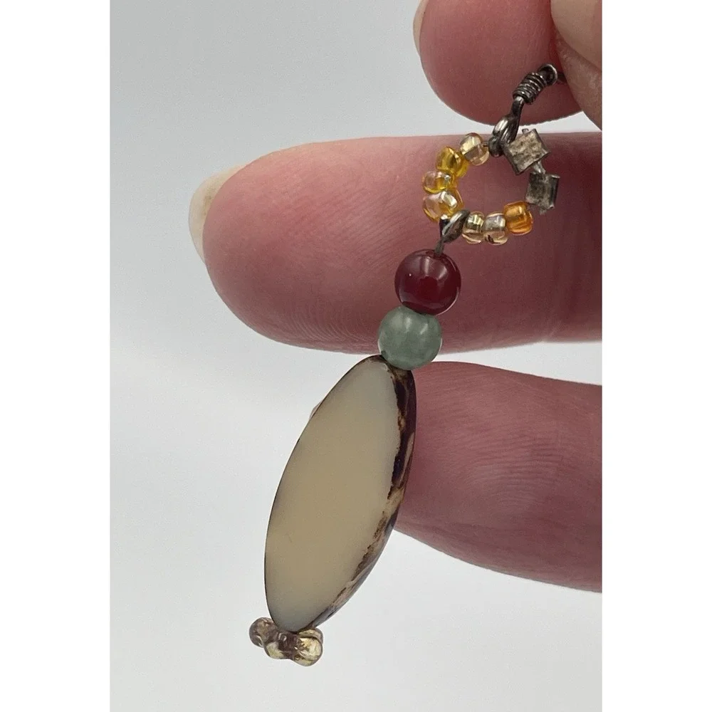 Beaded Boho Dangle Earrings Czech Glass Spindle Bead Jewelry 925 Sterling Hooks